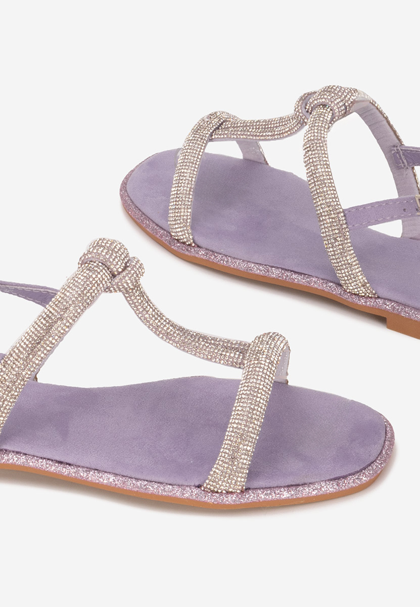 Sandales avec strass sans talon mauves Larionia