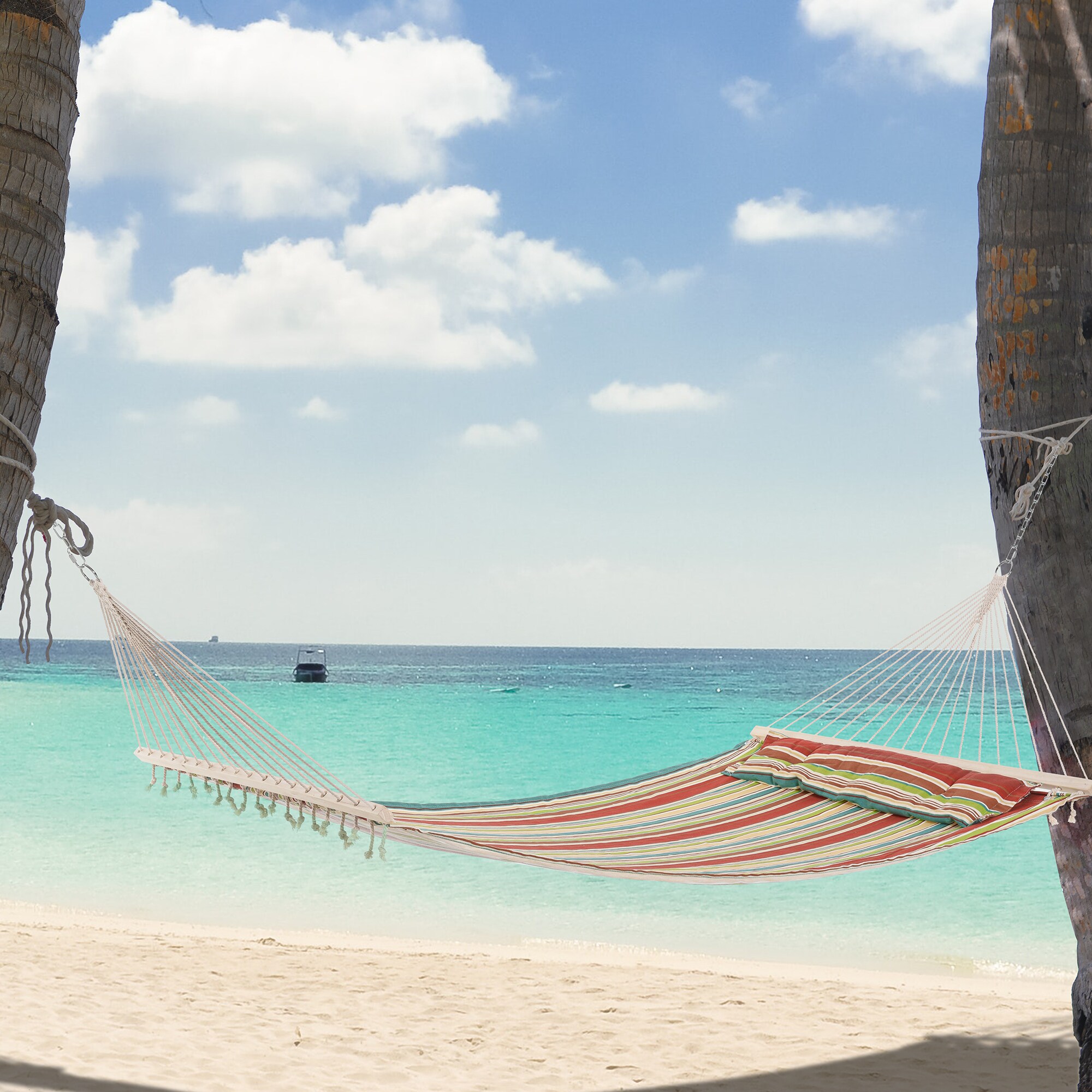 Outsunny Hängematte mit Kopfkissen bunt 284L x 140B cm