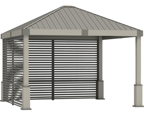 SOJAG Nanda 12x12 paviljoen inclusief zijwanden met lamellen 363 x 363 cm taupe