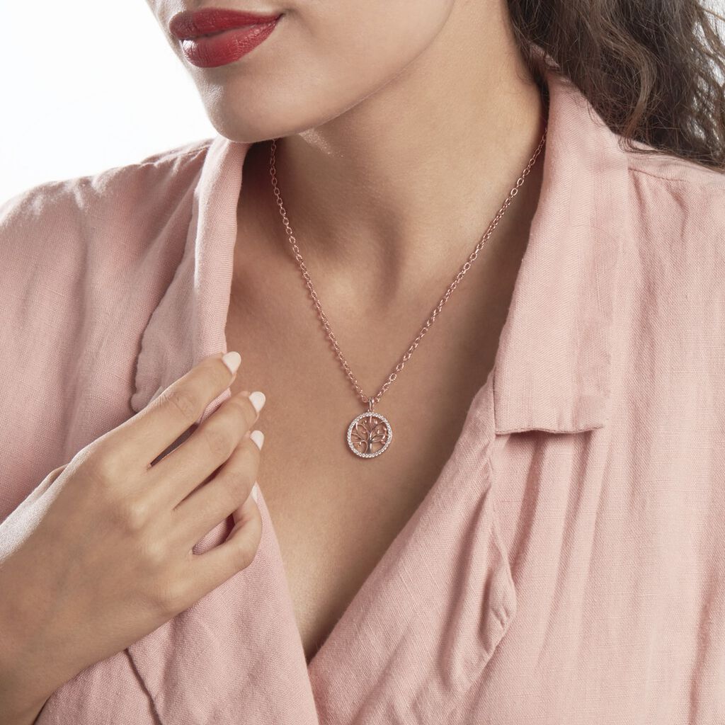 Collier Argent Rose Urcisse Oxydes De Zirconium