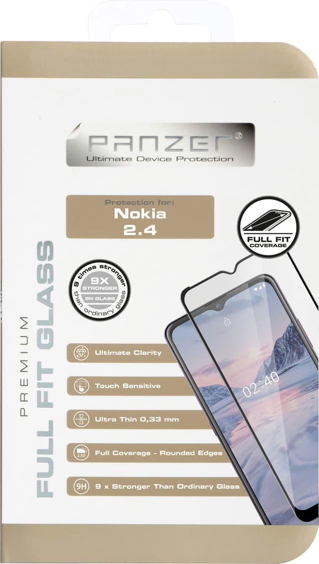 Panzer Full-Fit Nokia 2.4 skærmbeskytter (sort)
