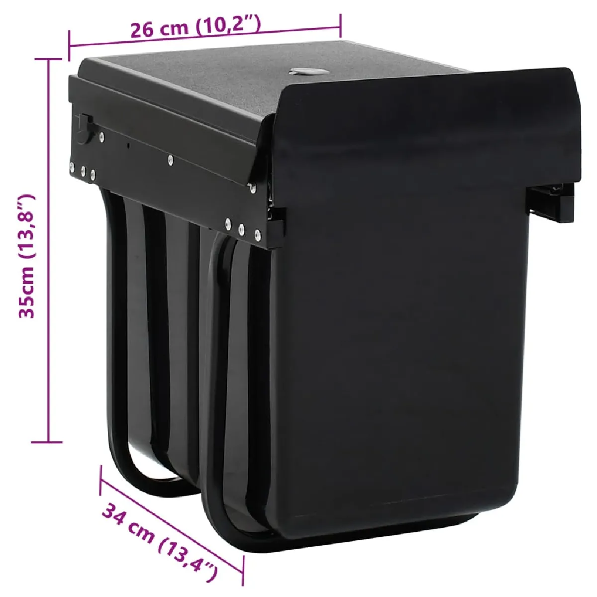 vidaXL Poubelle amovible de cuisine - 20 L