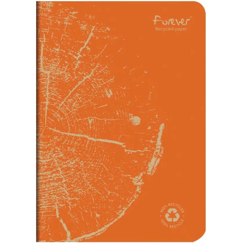 Carnet piqué FOREVER PREMIUM 100% recyclé A5 96 pages ligné papier recyclé blanc 90 g - Orange rouille