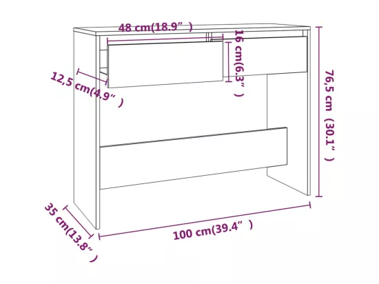 Table console Blanc 100x35x76,5 cm Aggloméré