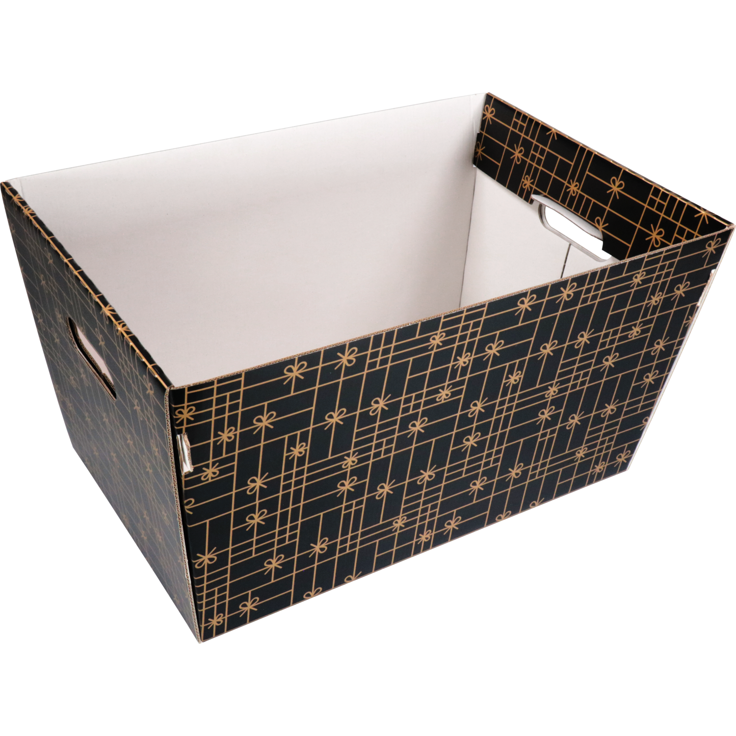 Mand, golfkarton, 43.2x27x25.8cm, rechthoekig, zwart/goud