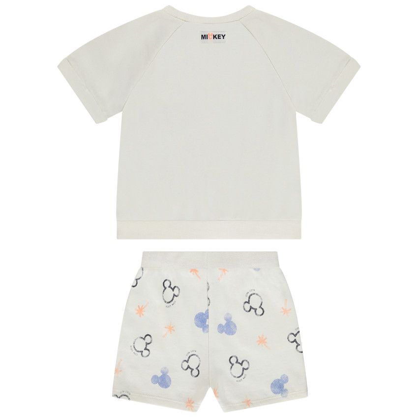 Ensemble 2 pièces Mickey Disney Bermuda + t-shirt pour bébé - Ecru