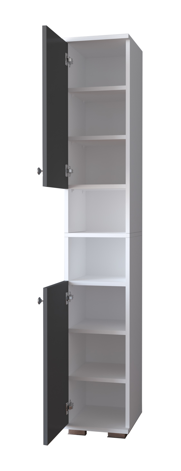 Schuhschrank GADOS M - weiß-anthrazit - 8 Fächer - 178 cm