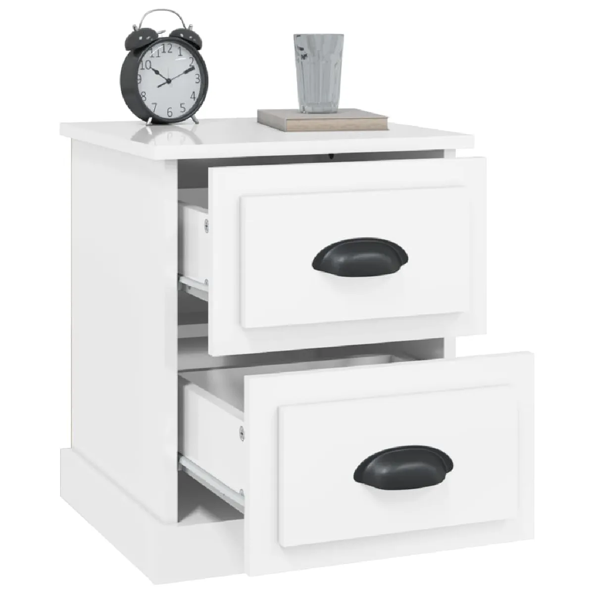 vidaXL Table de chevet - Blanc brillant 39x39x47,5 cm