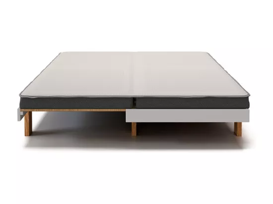 Lit gigogne 80x200 cm bois massif blanc et bois SENA