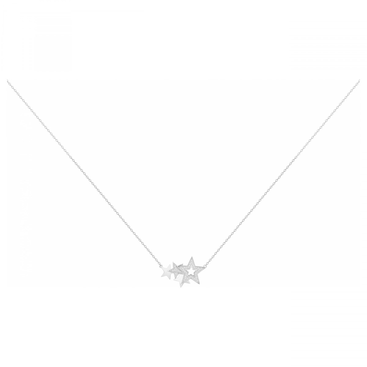 Collier mono-motif en Argent avec oxyde de zirconium blanc