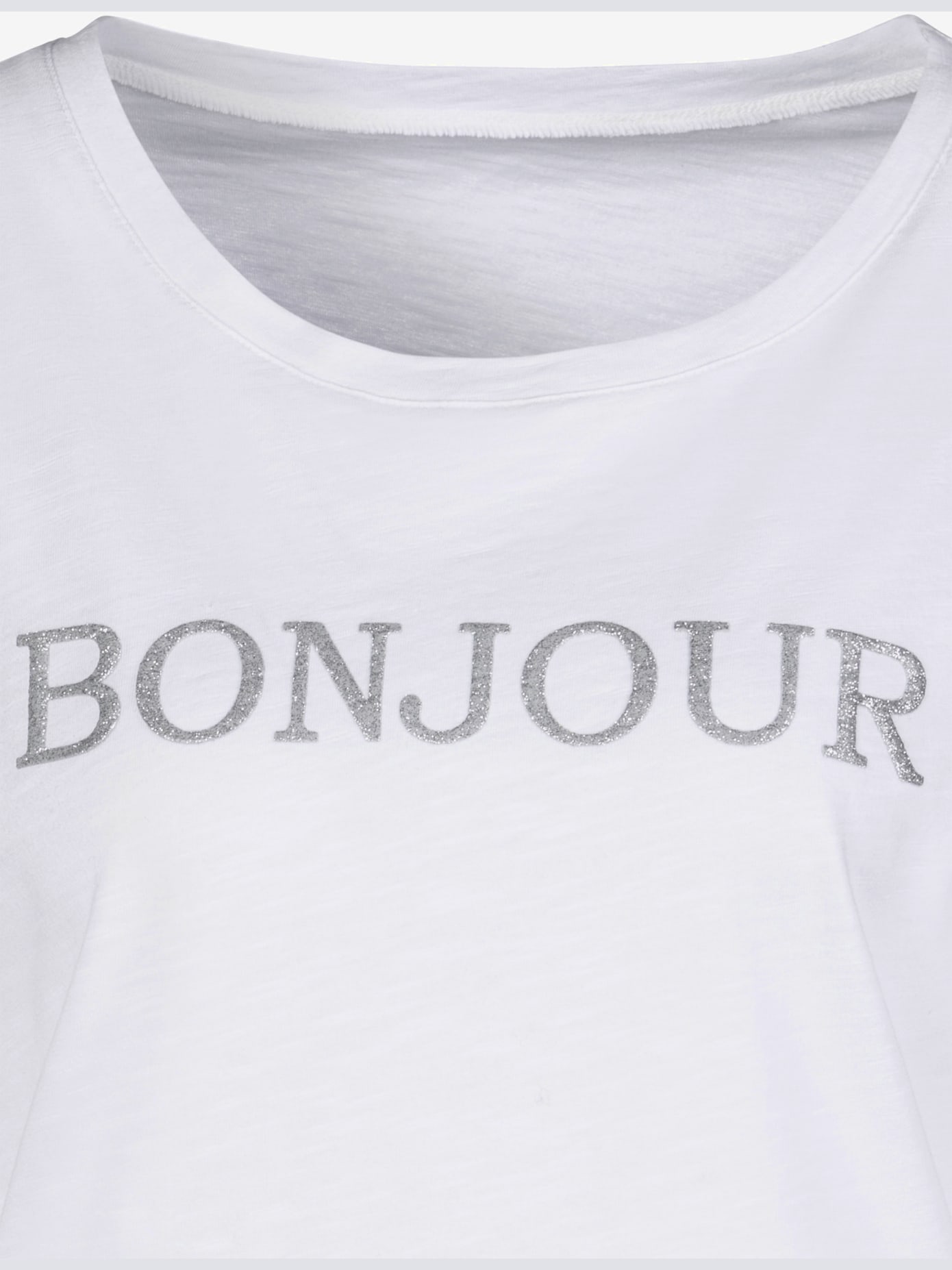 T-shirt imprimé «bonjour » tendance devant