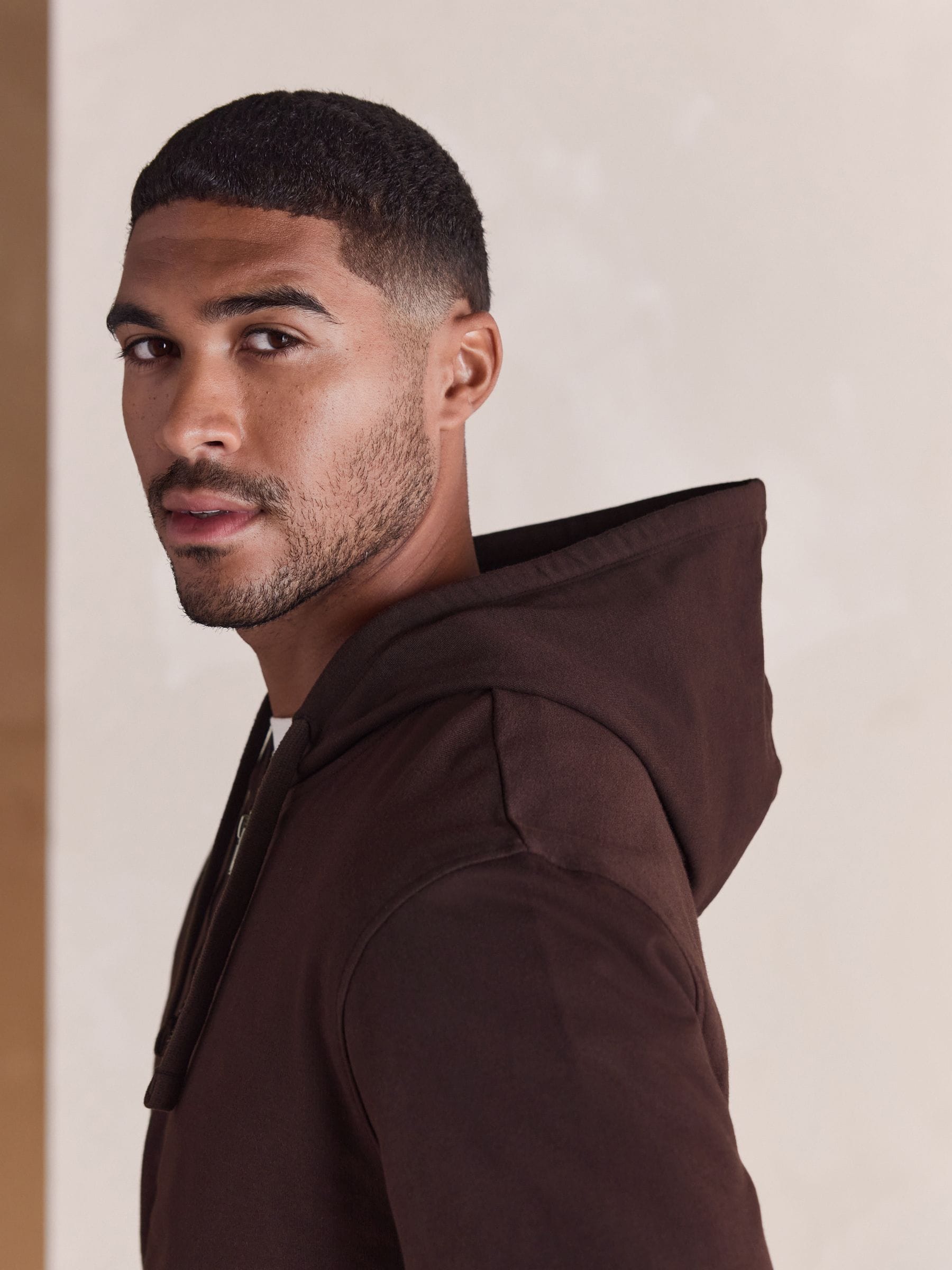 Chocoladebruin - Lichte hoodie met rits