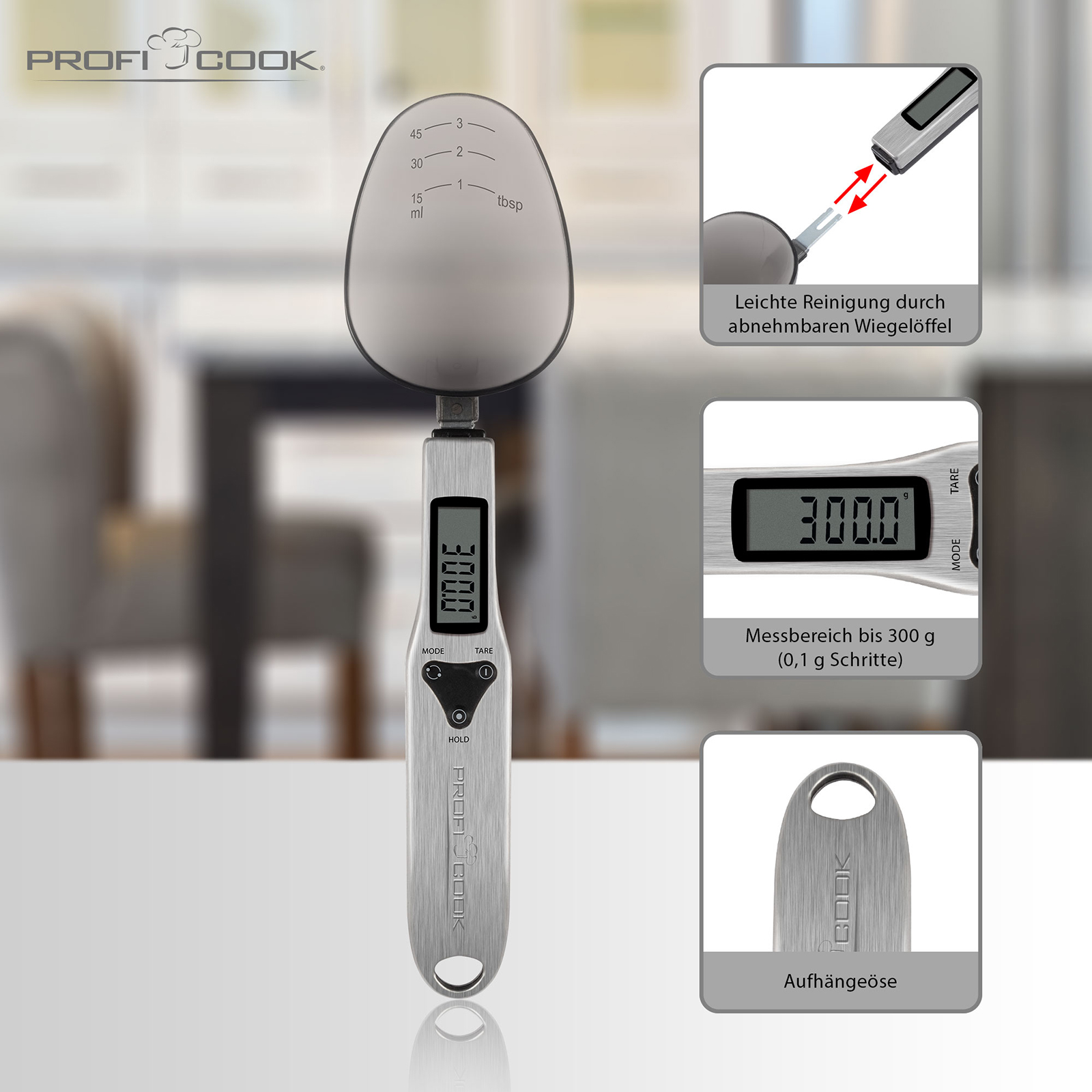 PROFICOOK Löffelwaage - Edelstahl - LCD-Display