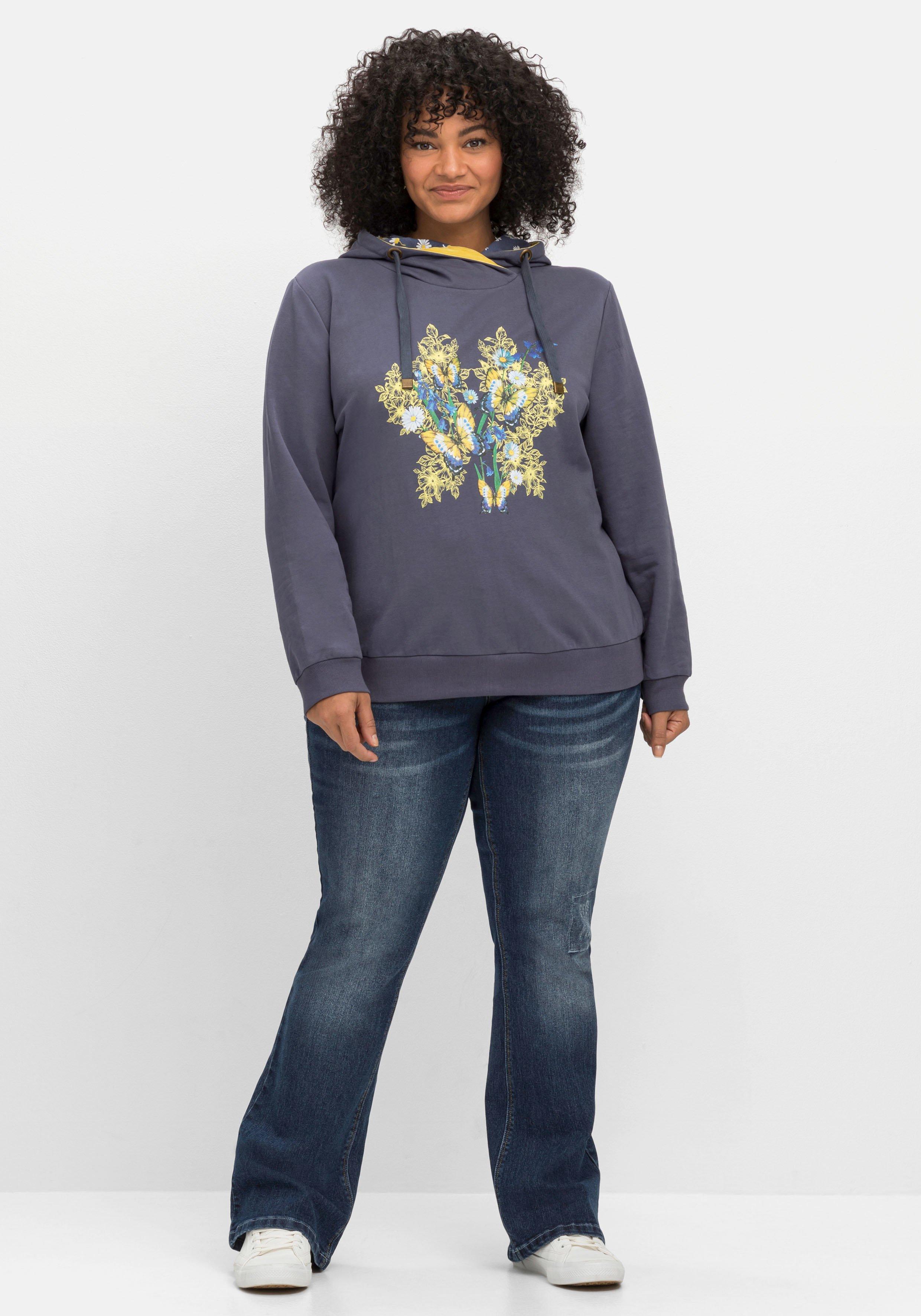 Kapuzensweatshirt mit floralem Frontdruck