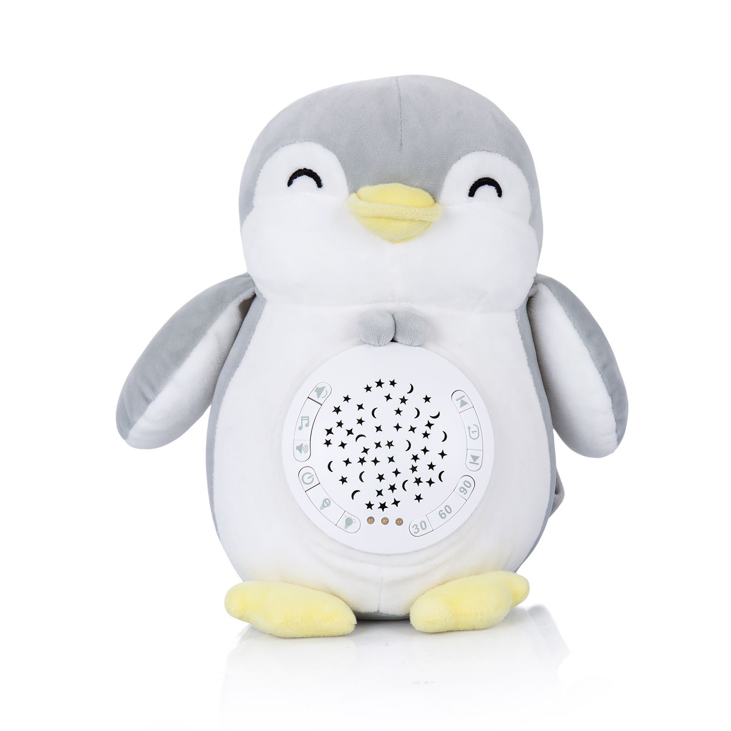 Chipolino Musik Plüschtier Pinguin, Projektor, 12 verschiedene Melodien, Timer grau