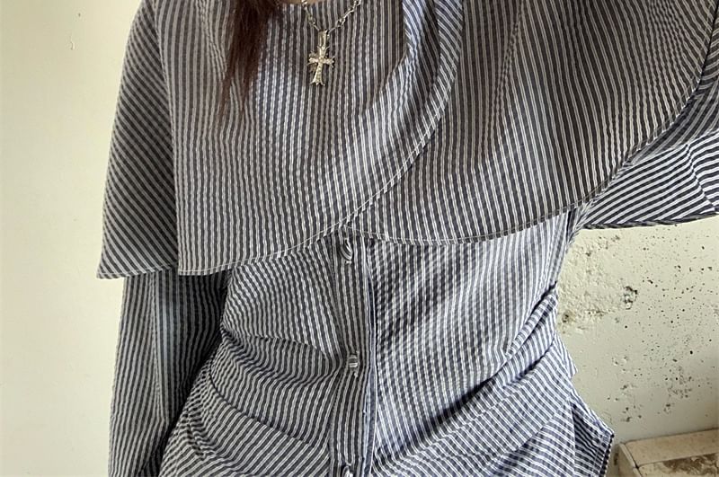 haruokiea - Blouse met lange mouwen, strepen en split aan de achterkant