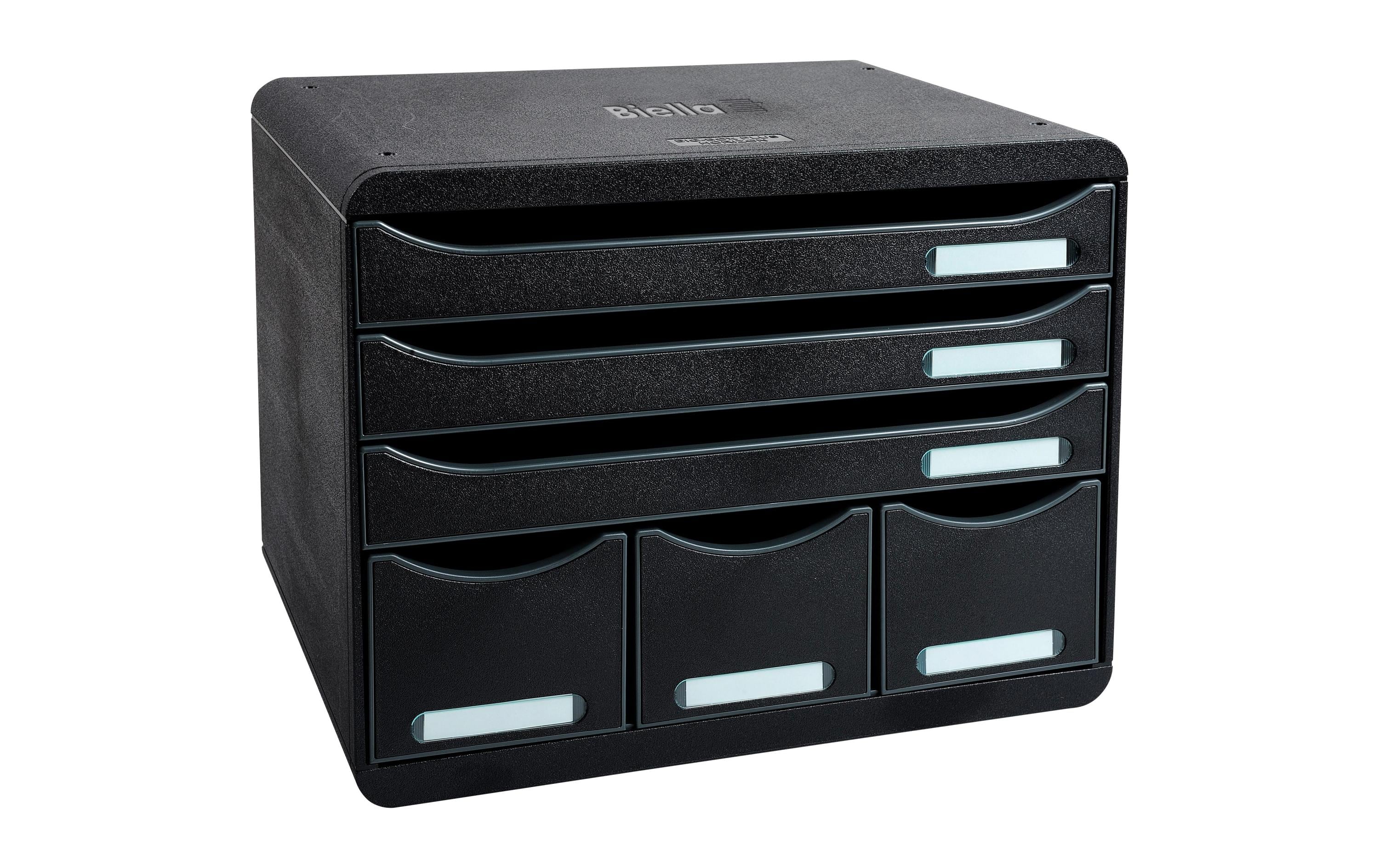 Schubladenbox STORE-BOX MAXI ECO Schwarz, A4+ querBox mit 6 offenen Schubladen