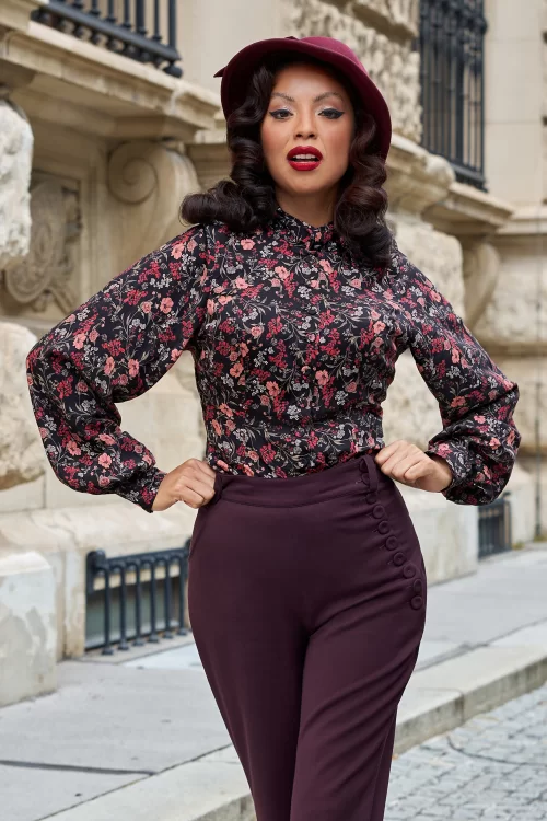 Miss Candyfloss Brina Lavania floral blouse in zwart en multi