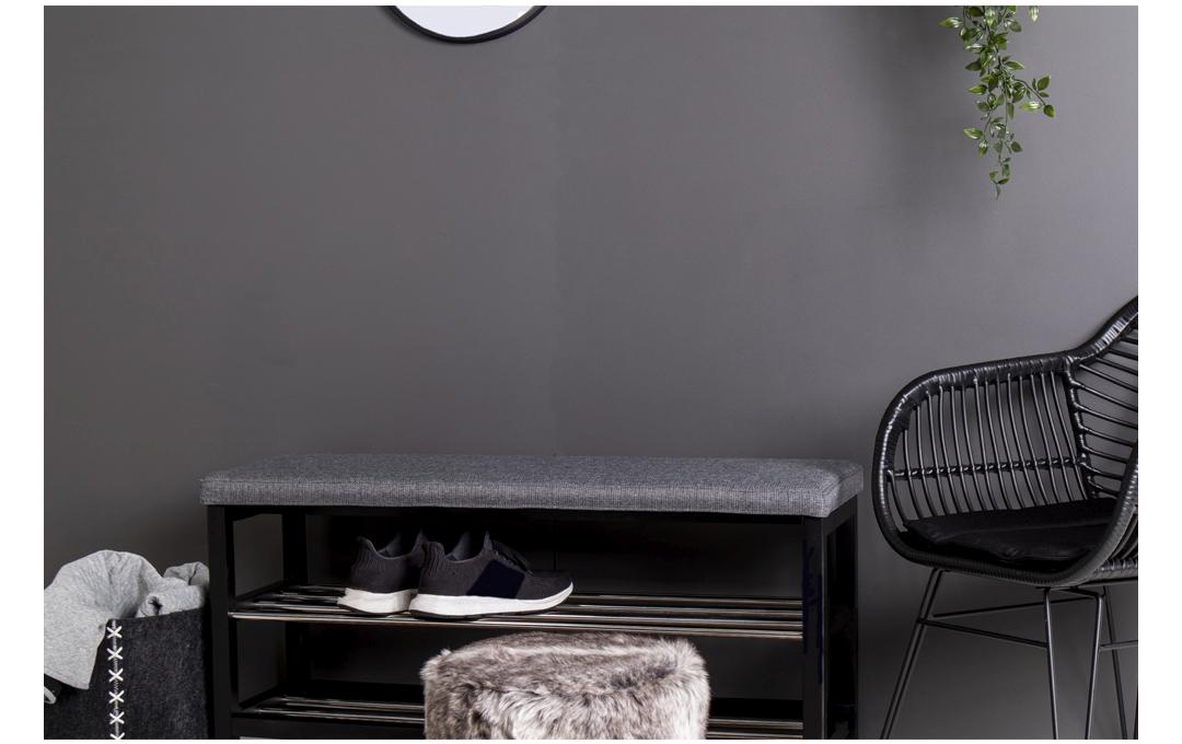 Sitzbank Padova 100 x 50 cm, Grau/Schwarz<br>Sitzbank mit robustem Gestell