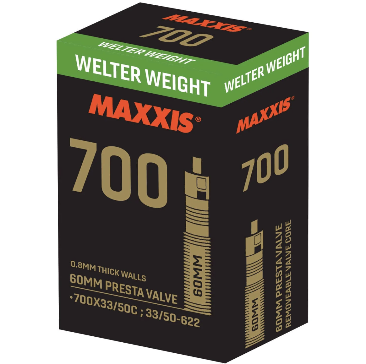 Maxxis Welterweight slange 700x33/50C Racerventil 60mm
