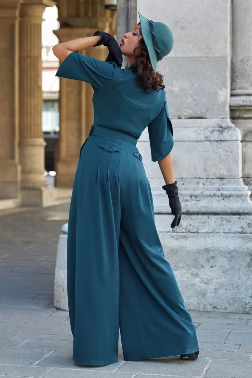 Miss Candyfloss Giada Kat Signature jumpsuit in petrol