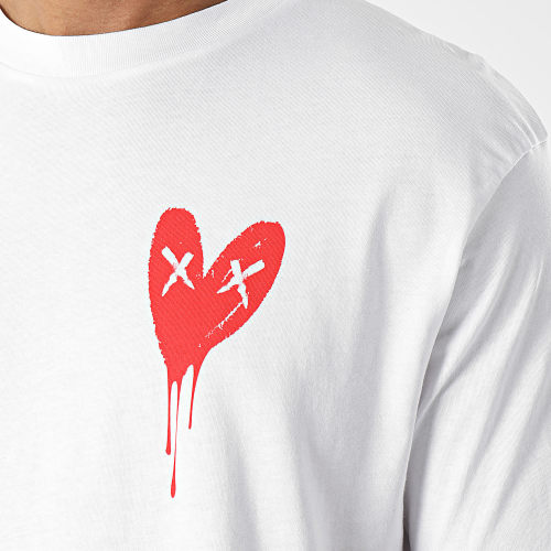 Tee Shirt Oversize Large Heart Series Small Red Blanc