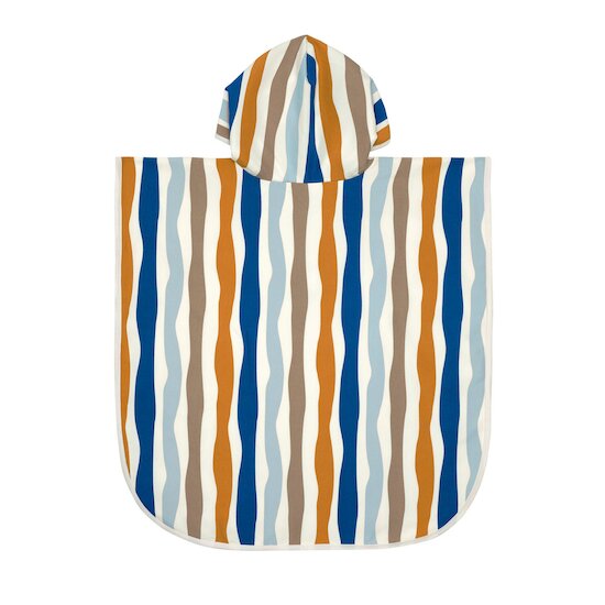 Poncho de Plage anti-UV   Vagues Bleu        de               Lässig