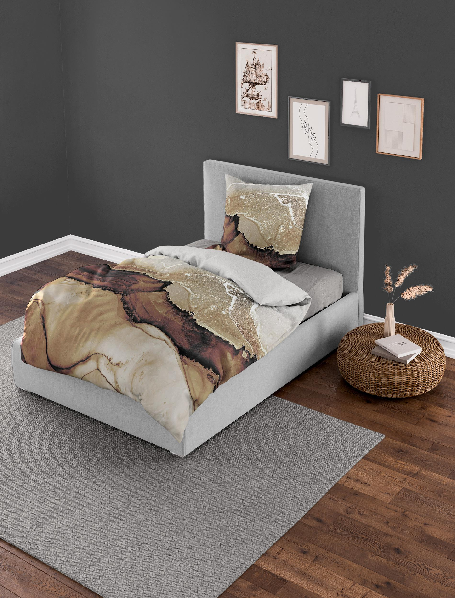 Bettwäsche Mako-Satin braun