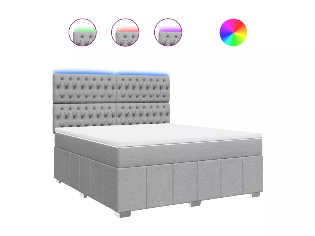 Sommier à lattes de lit avec matelas Gris clair 180x200cm Tissu