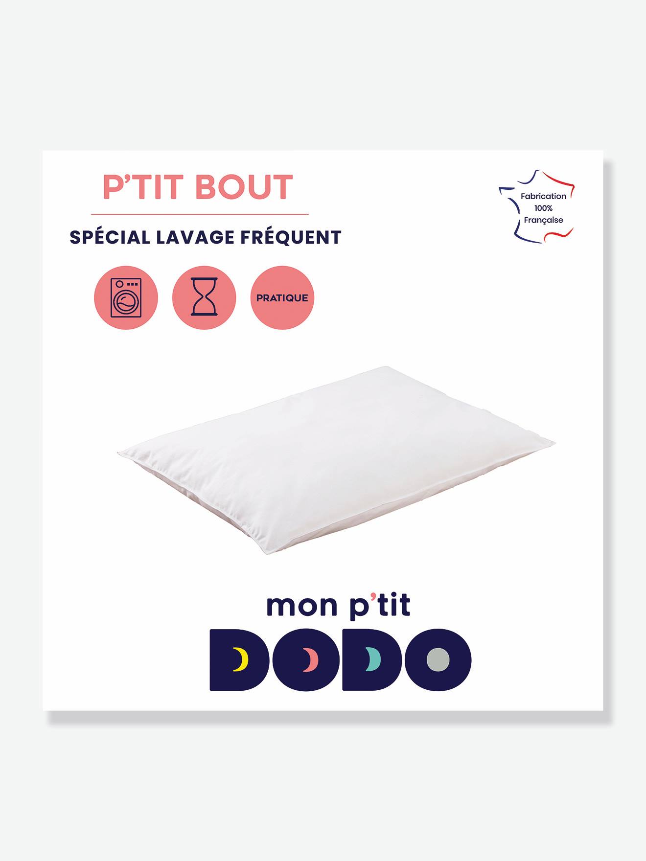 Travesseiro multi-lavagem P'tit Bout Mon P'tit DODO branco claro liso