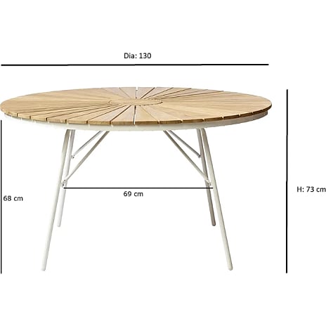 Kerteminde Ø130 teak havemøbelsæt med 6 stole - teak/sandy grey