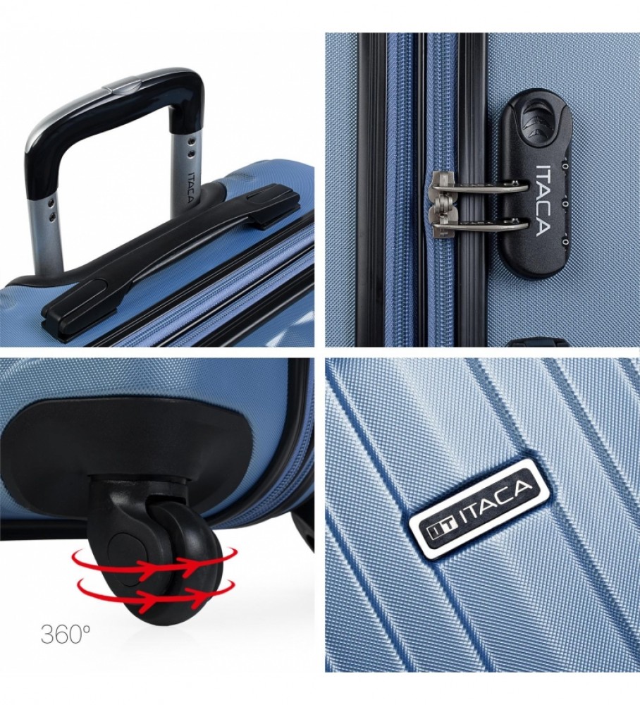 Mala rígida média com 4 rodas ITACA T71560 Azul Safira - 66x41x27cm -