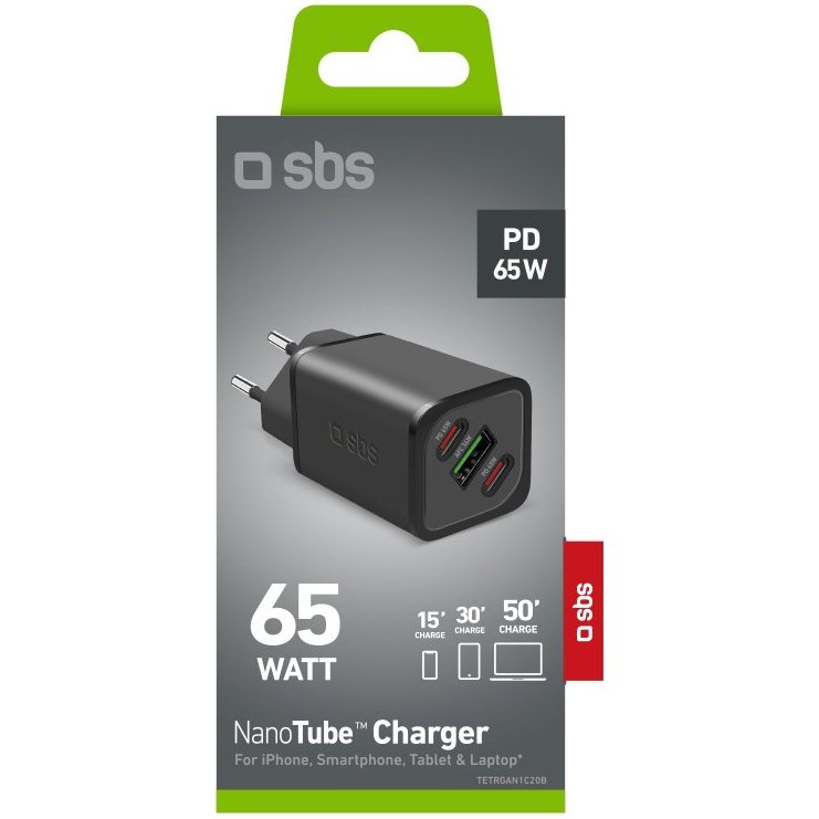 SBS Chargeur secteur GaN de 65 watts avec Power Delivery