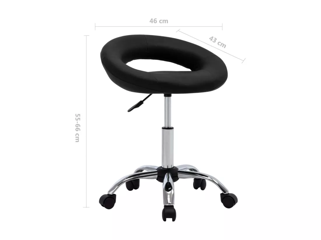 Chaise de travail roulante Noir Similicuir