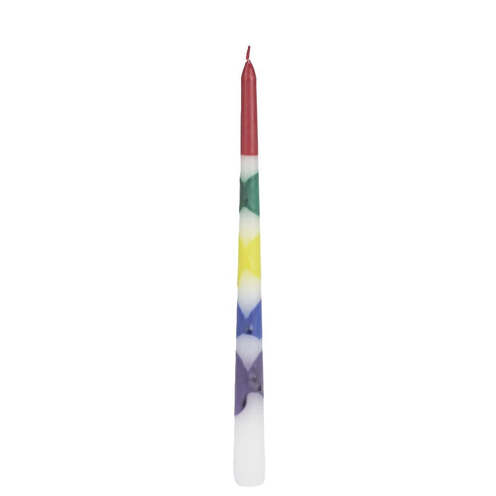 Lot de 2 bougies chandelle arc-en-ciel