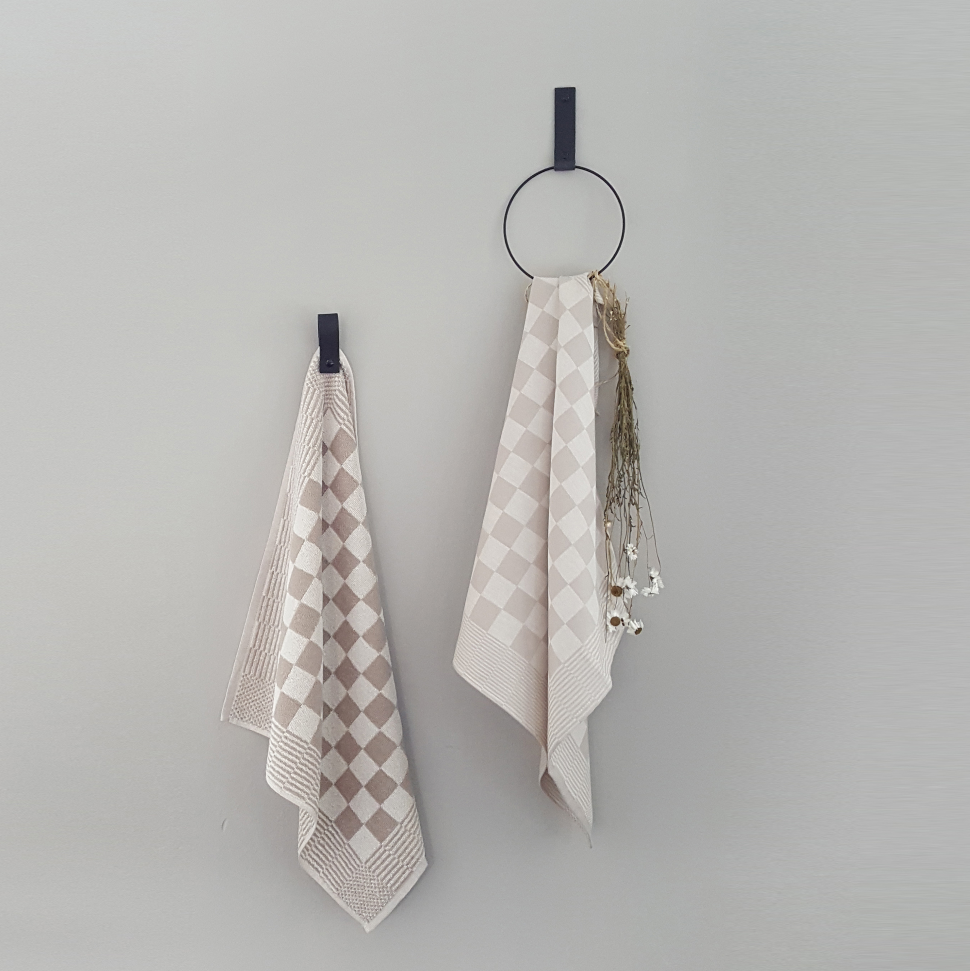 Leren handdoekring maat S (ring zwart) 2x leren Handdoekring  |  ZWART maat S