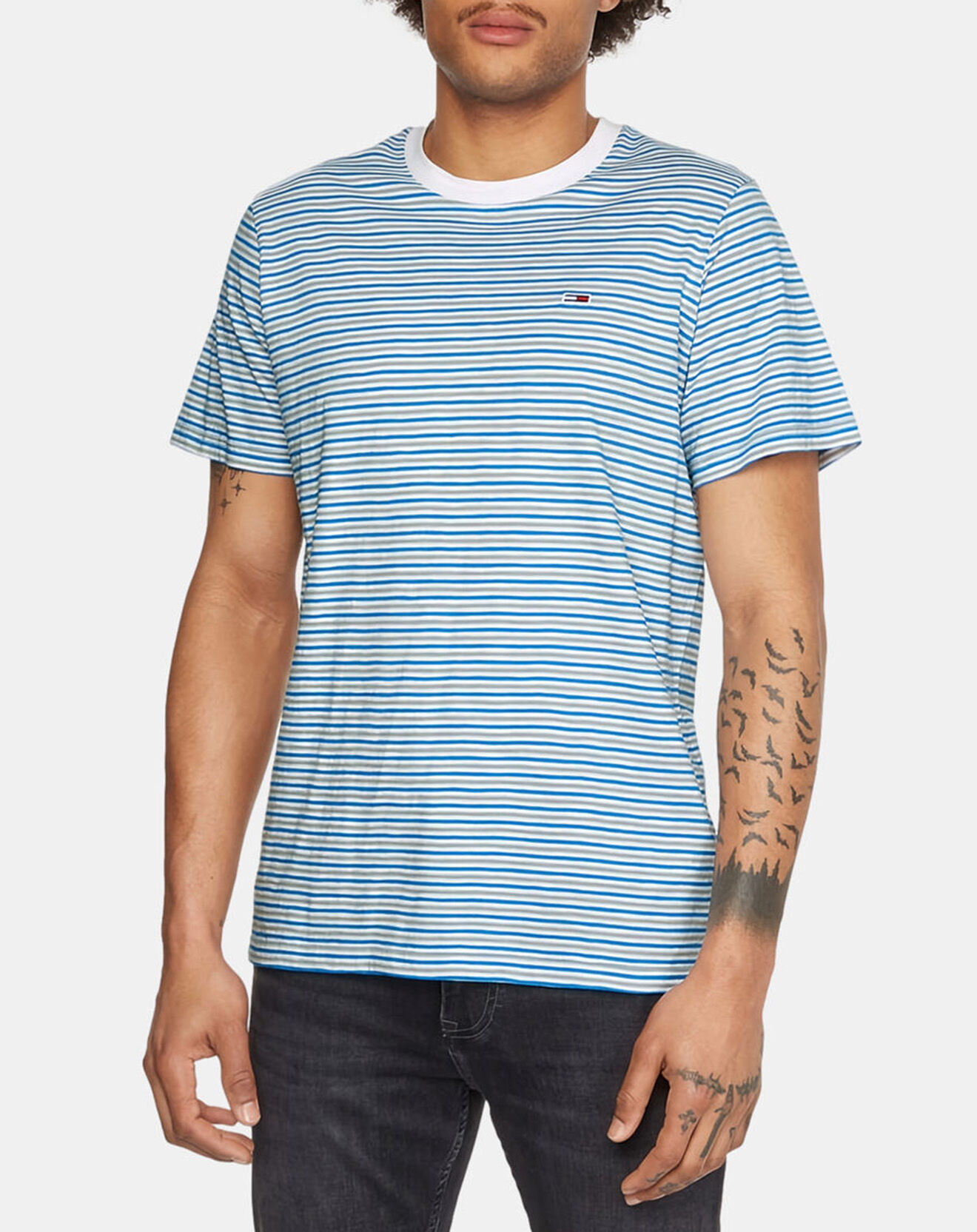 Tommy Jeans T-Shirt Textured rayé bleu/blanc