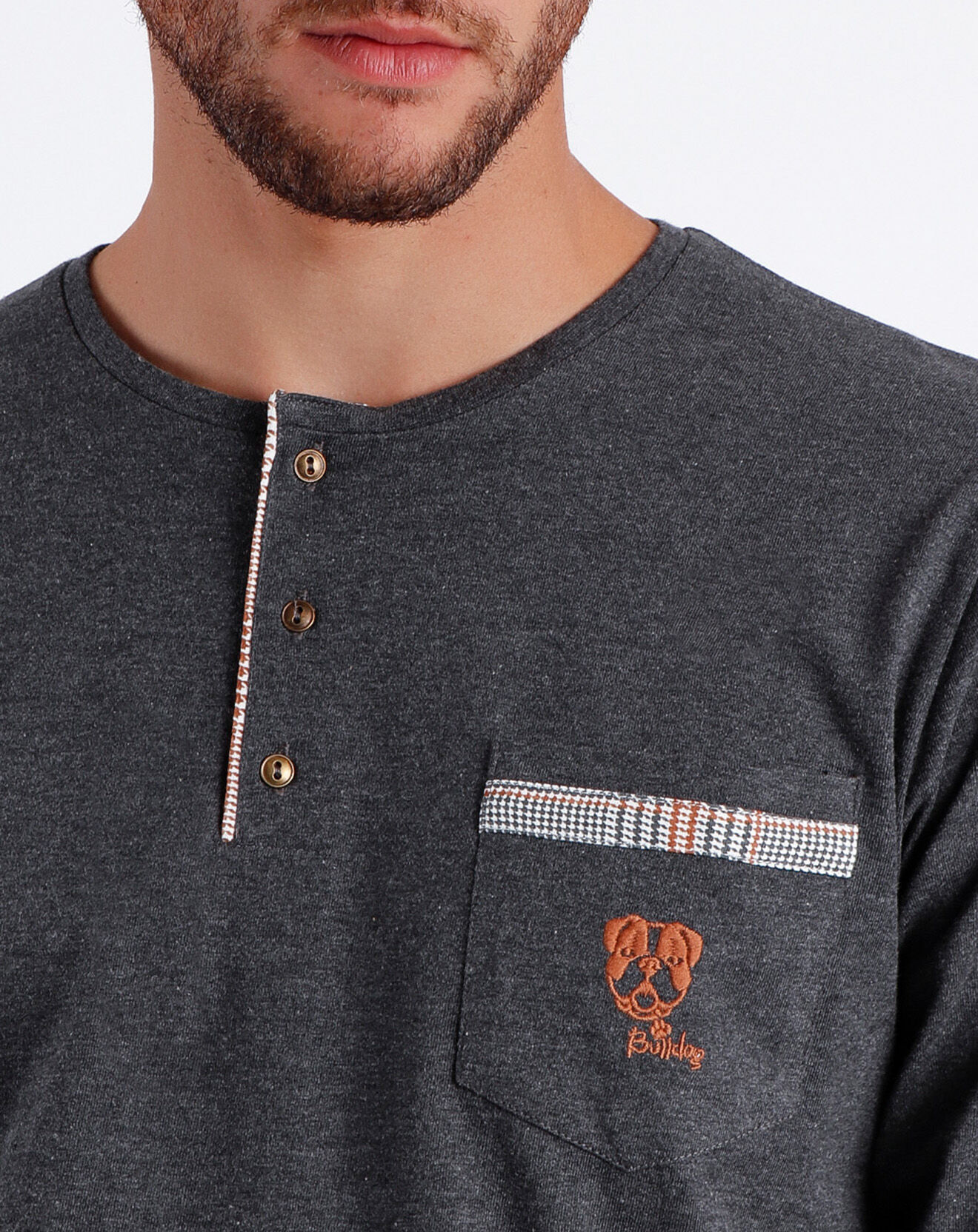Admas Pyjama T-Shirt Manches Longues & Pantalon jasper gris