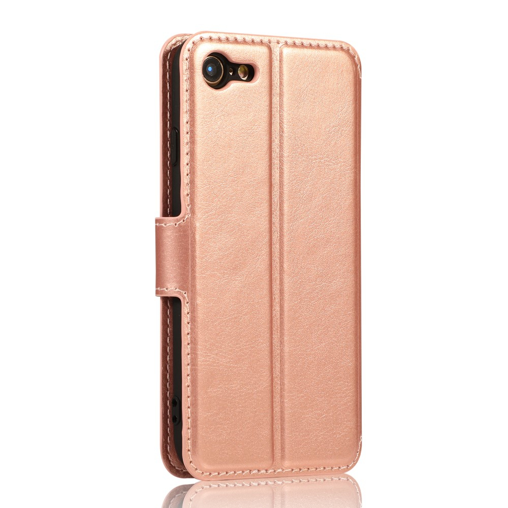 Apple iPhone SE (2022/2020) / 8 / 7 Leder Tasche Flip Cover mit Kartenfächer - Roségold