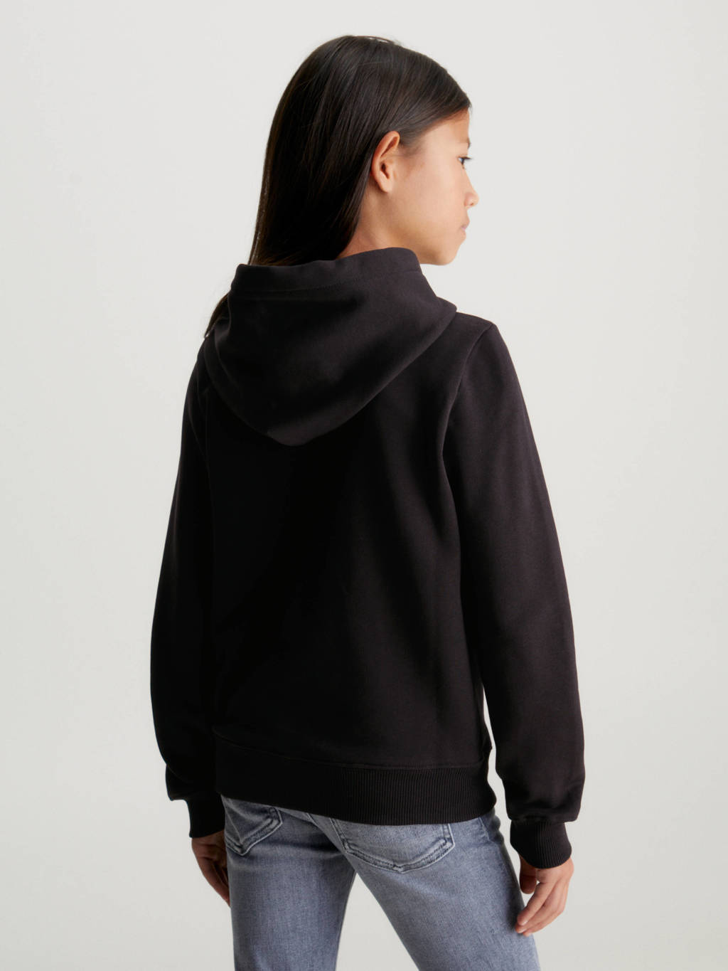 Calvin Klein hoodie Terry met logo zwart