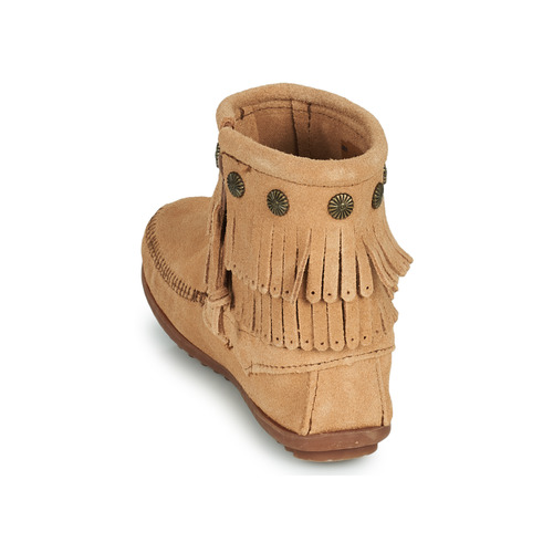 Minnetonka - DOUBLE FRINGE SIDE ZIP BOOT - Marron