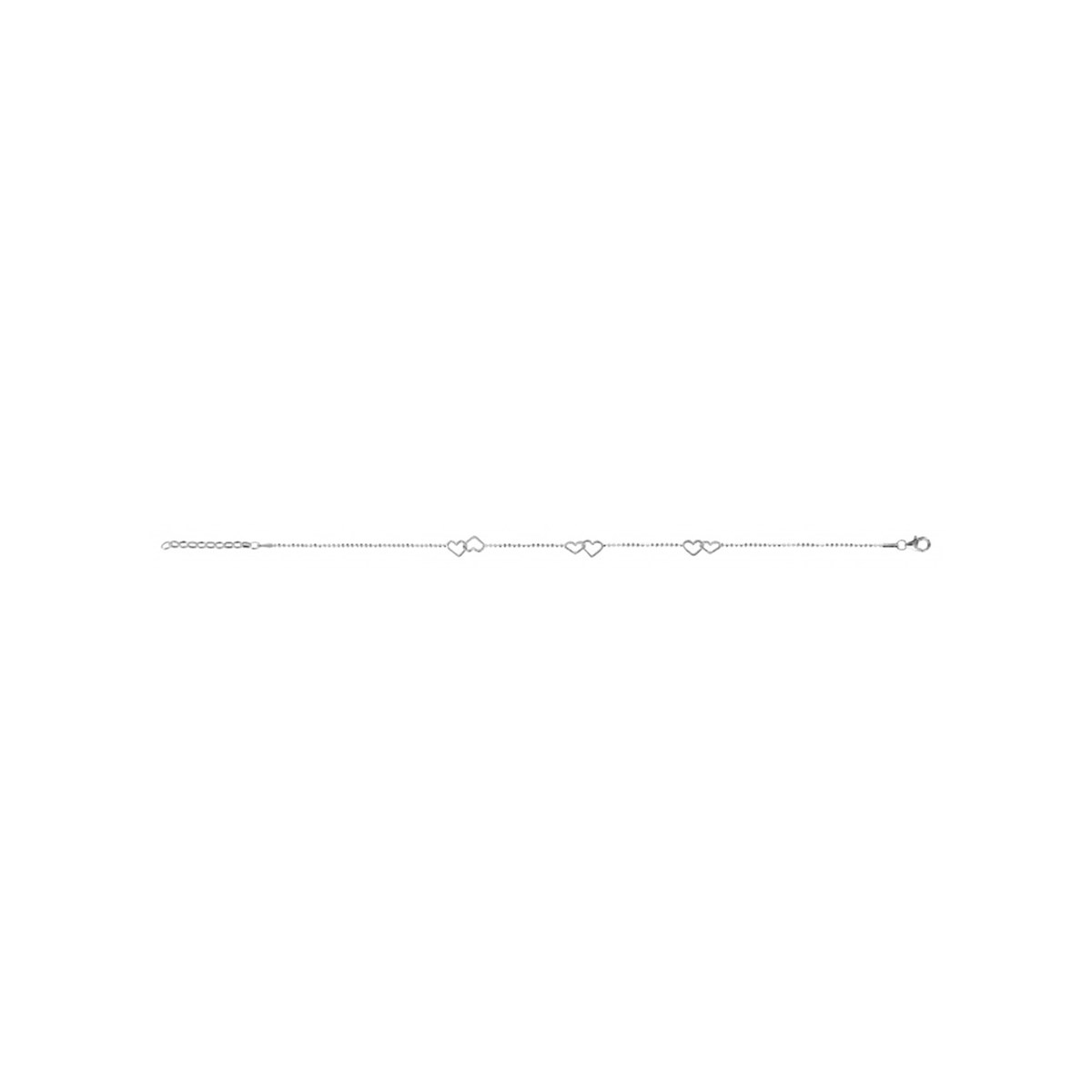 Chaîne de cheville Argent - Multi coeurs