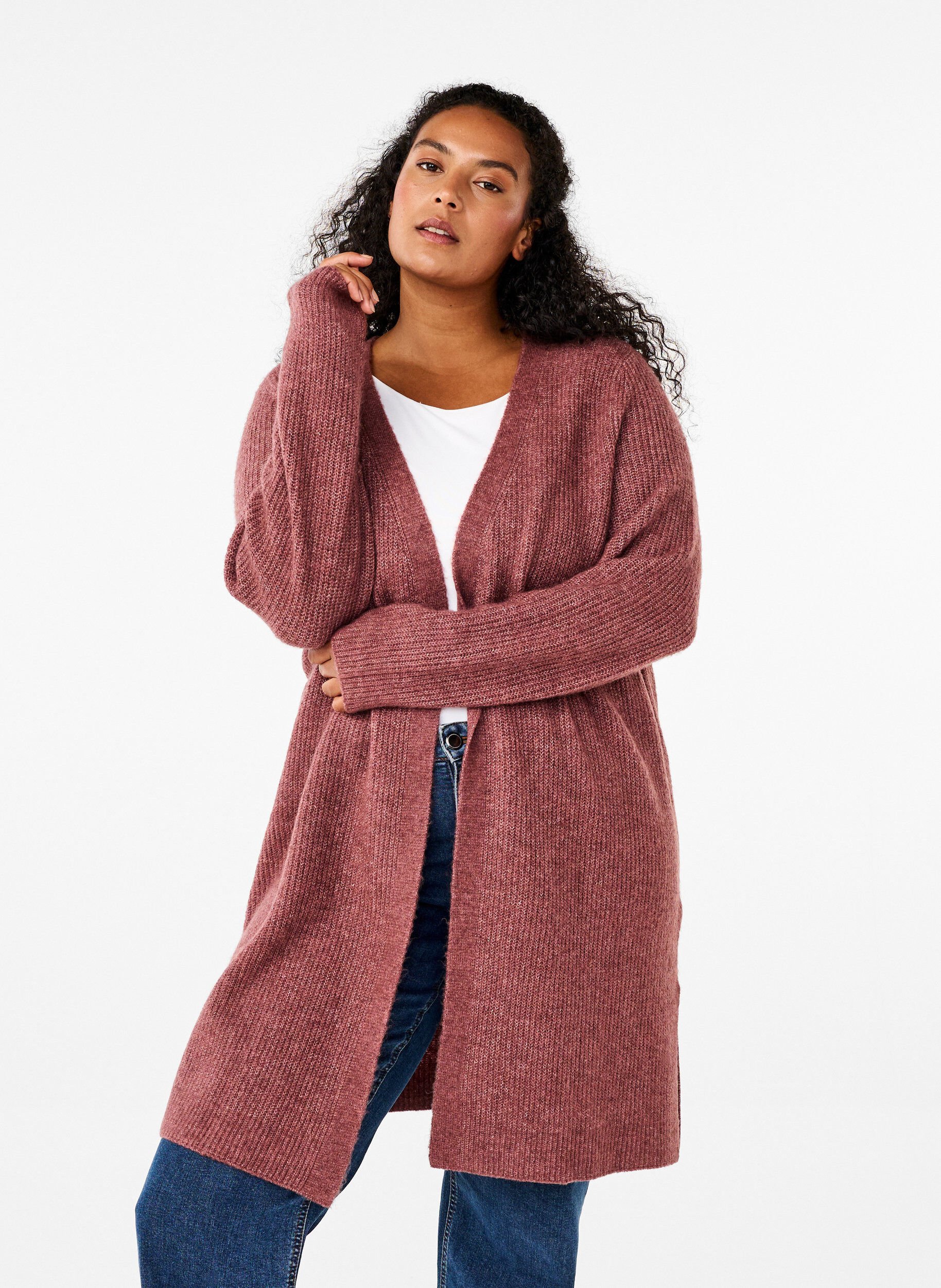 FLASH - Ribstrikket cardigan med slidser