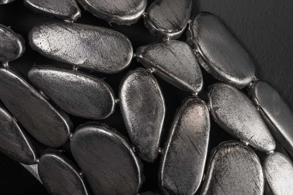 Handgearbeiteter Spiegel STONE MOSAIC XL 82cm silber in Mosaik Optik aus Metall