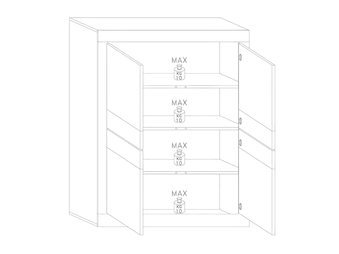 Vaisselier 4 portes Noir mat/Bois fumé - MATERA