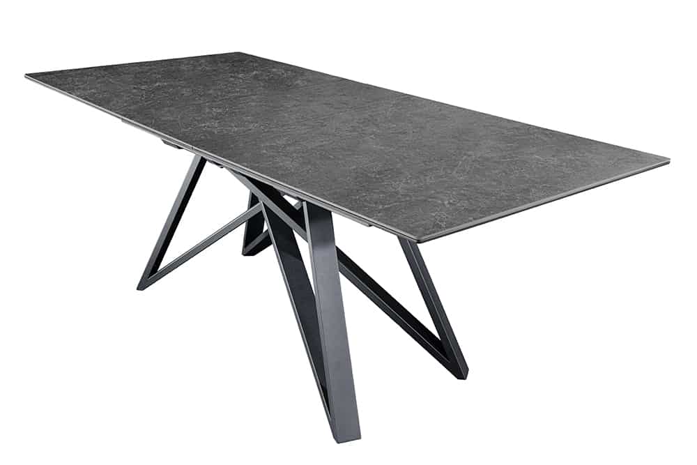 Ausziehbarer Esstisch ATLAS 160-200cm graphit grau Keramik schwarz Metall
