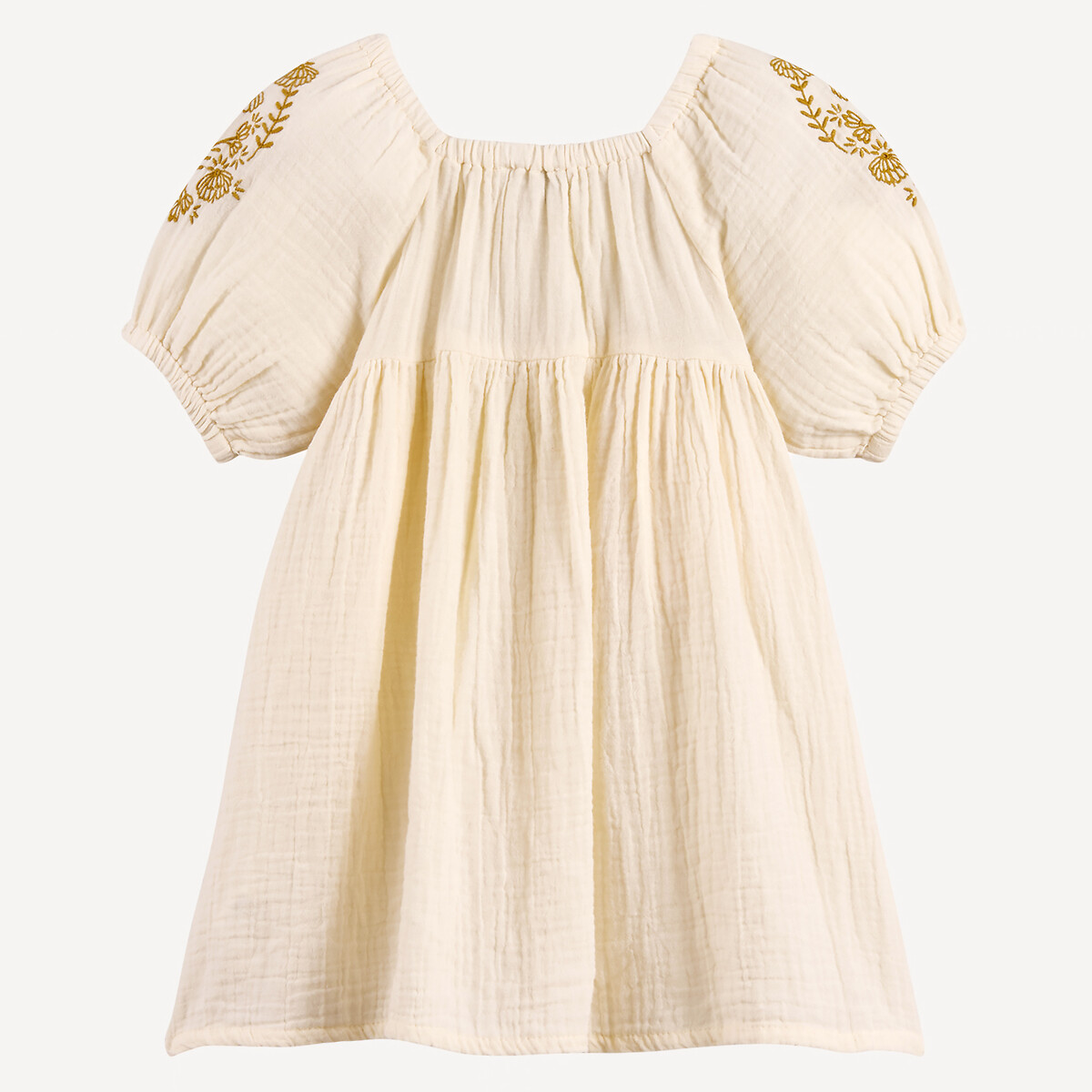 COLEÇÕES LA REDOUTE<br>Vestido bordado com mangas curtas em tetra