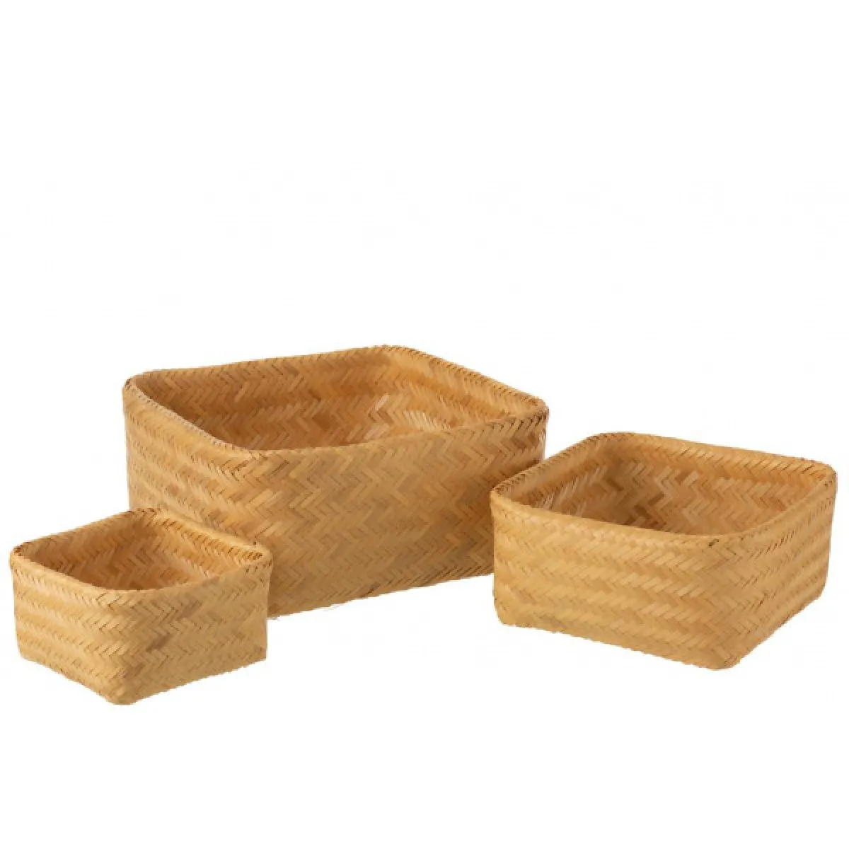 Dansmamaison Set de 3 paniers carrés bambou