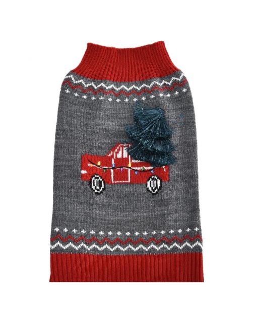 Adori Kersttrui Autootje Rood - Hondenkleding