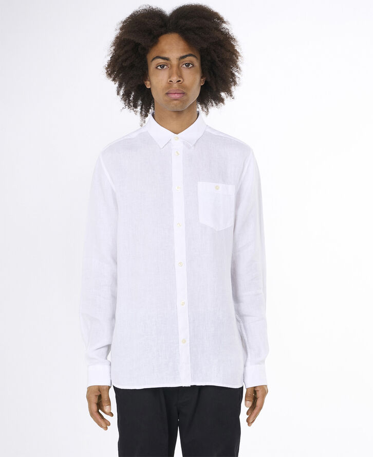 Knowledge Cotton Apparel Custom fit linen shirt GOTS/Vegan Hvid